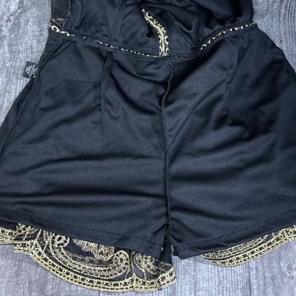 Haute Monde Black & Gold Embroidered Romper NWT [CL2] - Picture 8 of 12
